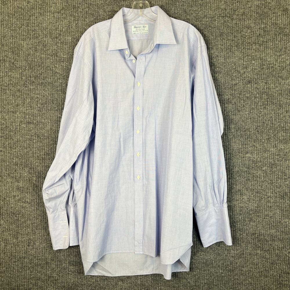 Hilditch & Key Saks Fifth Avenue Mens Dress Shirt Size 17.5 Blue French Cuff